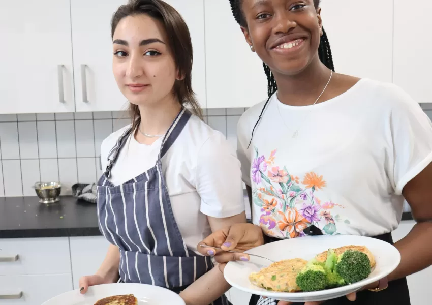 Young people at Unitas with their food