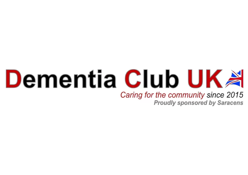 Dementia Club UK logo: a Great British flag with the text 'Dementia Club UK' and the tagline 'Caring for the community since 2015'