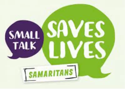 small talk saves lives in blue and green speech bubbles