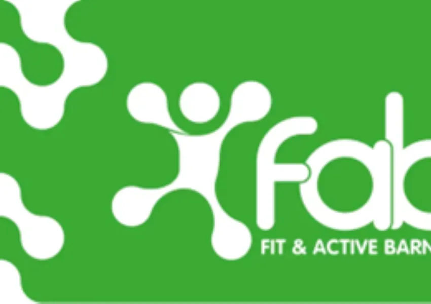 green background with a logo which says Fab - Fit and Active Barnet