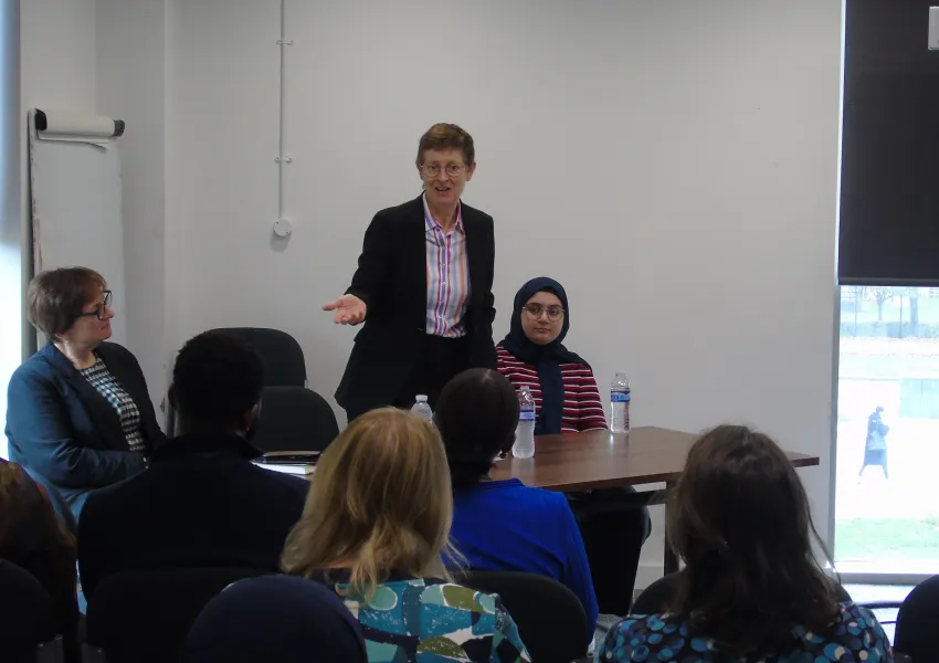 Dr Jeanelle de Gruchy speaking at Barnet Council.