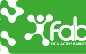 green background with a logo which says Fab - Fit and Active Barnet