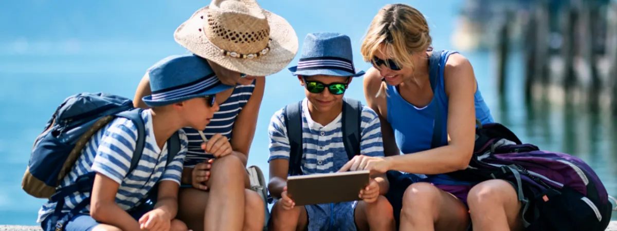 A young family on holiday